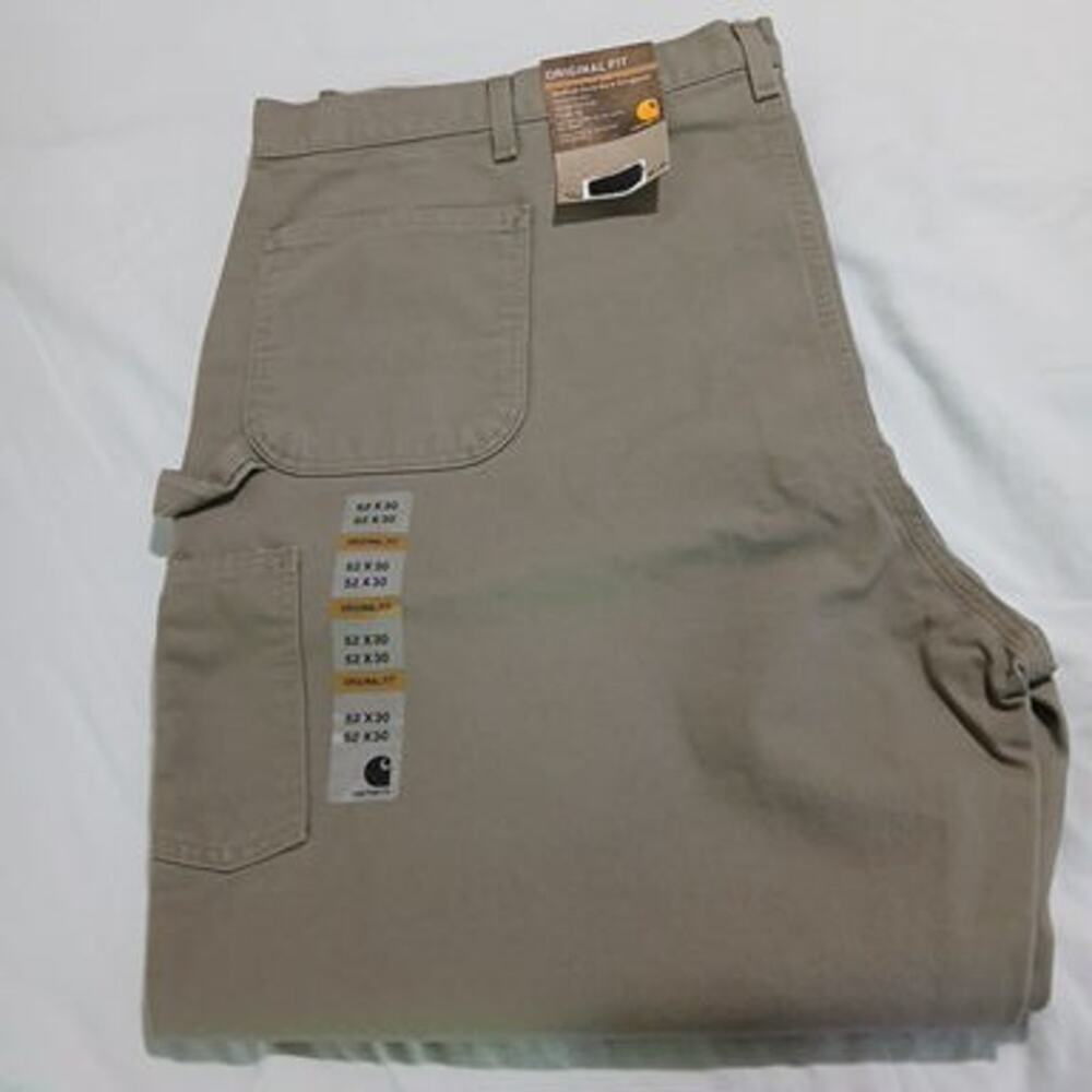 Carhartt ORIGINAL FIT WASHED DUCK WORK DUNGAREES sz 52X30 Tan 100% Cotton NWT